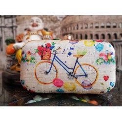 Stylish Trendy Women Party Wear clutch Purse (Cycle with Balloons)